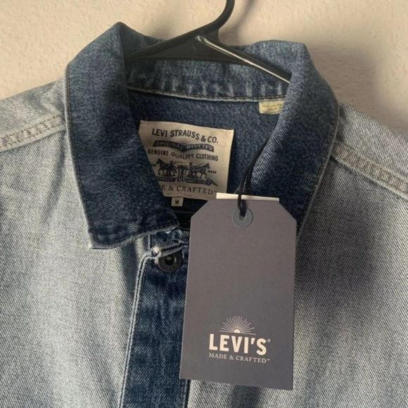Levi Made & Crafted LMC Drop Shoulder Inside Out Denim Trucker Jacket Medium - Picture 3 of 6